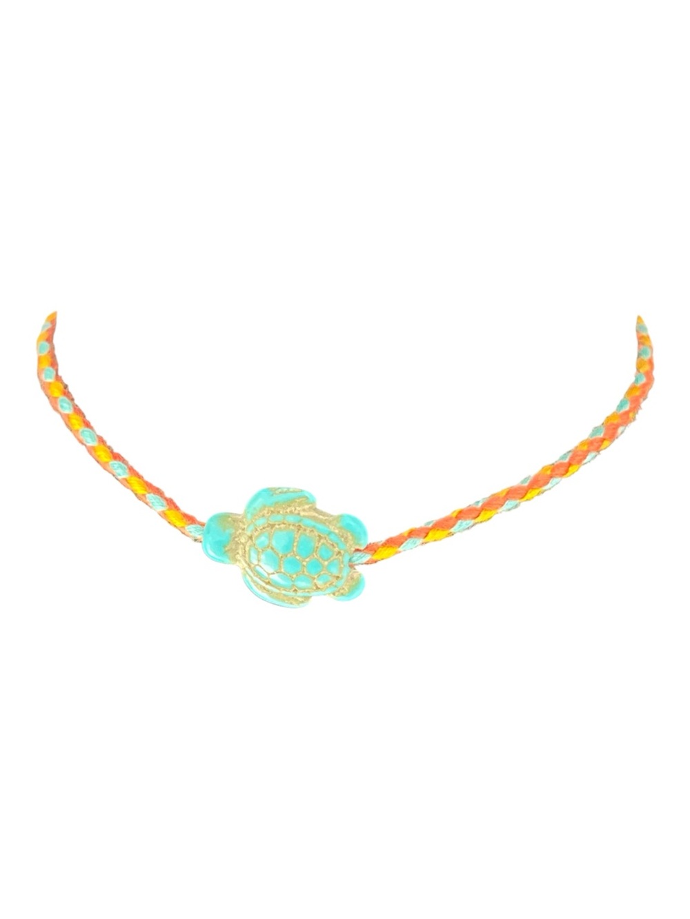 Synthetic Turquoise Turtle Charm String Bracelet Anklet Adjustable Orange